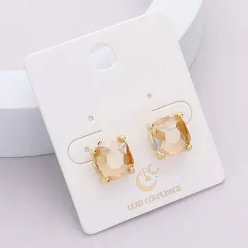 E - Square Stone Stud
