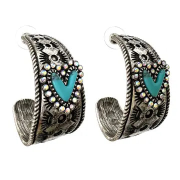 E - Turq Heart Navajo C Hoop