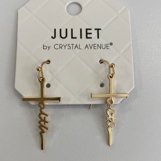 Goldtone Faith Cross Earrings