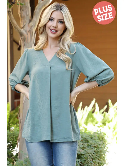 Elastic Tunnel Sleeve V Neck