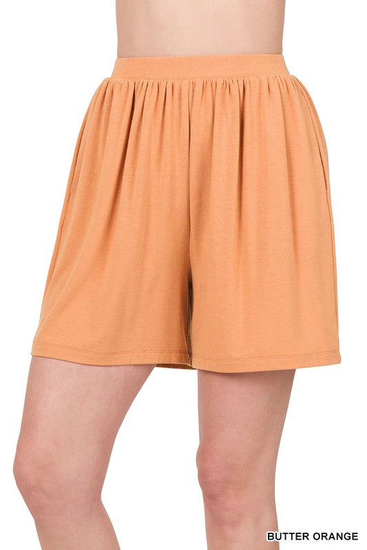 Elastic Waist Shorts W/ Pockets