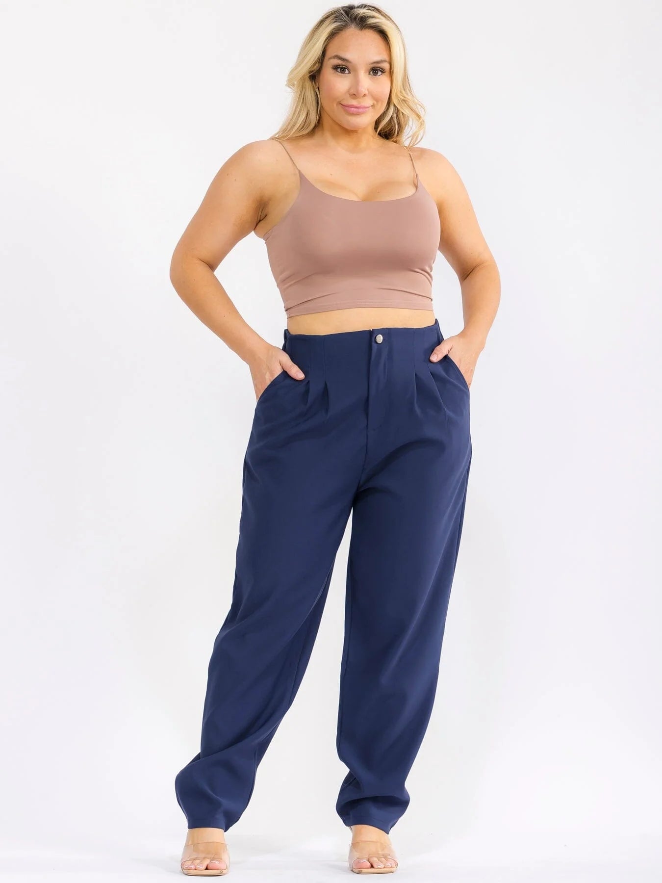 Elastic Waist Straight Leg Pants
