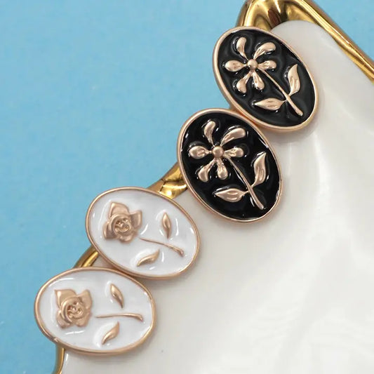 Epoxy Flower Gold Edge Stud Earrings