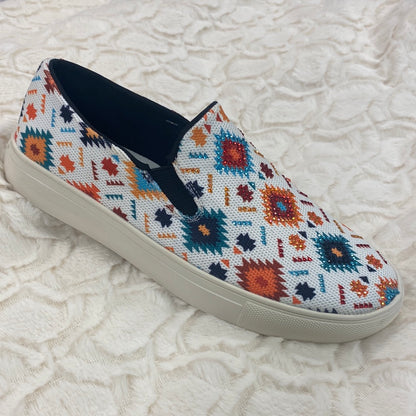 MW White Aztec Canvas Shoes