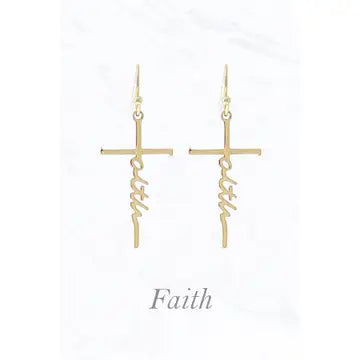 Faith Cross Metal Earrings