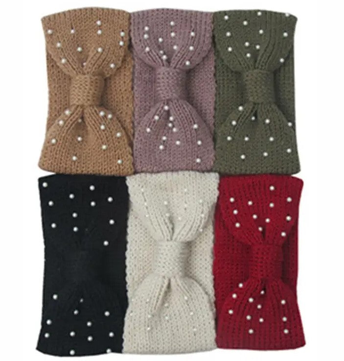 Faux Pearl Knitted Headband