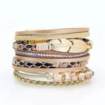 Boho Beaded Feather Bracelet