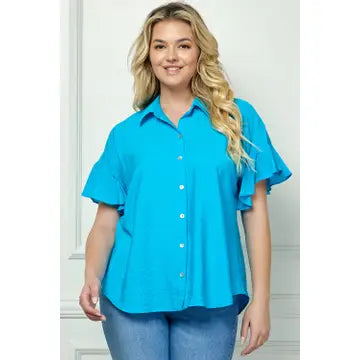 Feminine Ruffle Sleeve Blouse