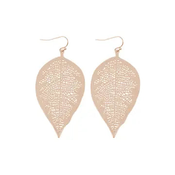 Fine Leaf Filigree Hook Earrings