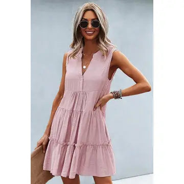 Flat Collar Tiered Shift Dress
