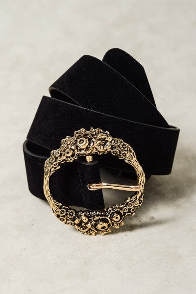 Floral Etched Buckle Belts