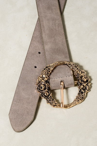 Floral Etched Buckle Belts