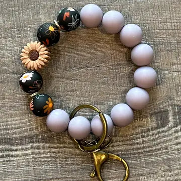 Floral Flower Silicone Bead Wristlet