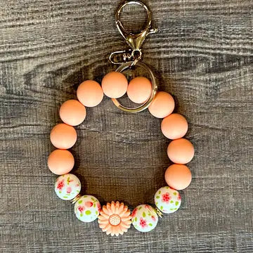 Floral Flower Silicone Bead Wristlet