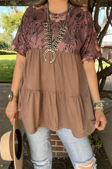 Floral Print Baby Doll Blouse