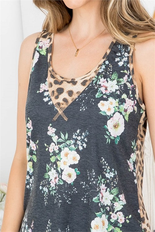 Floral Print Leo Contrast Top