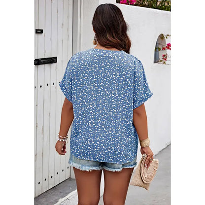 Floral SS V Neck Blouse
