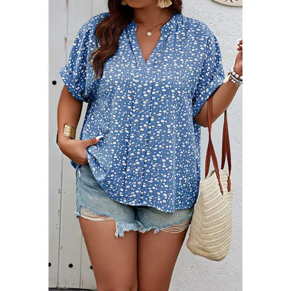 Floral SS V Neck Blouse