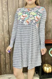 Floral & Stripes LS Dress