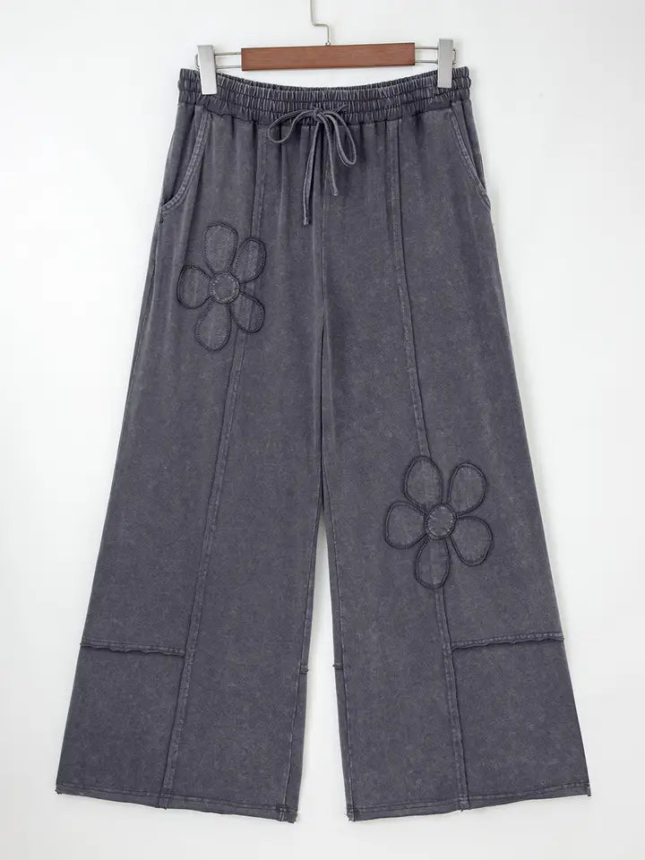 Flower Patchwork Wide Leg Pants