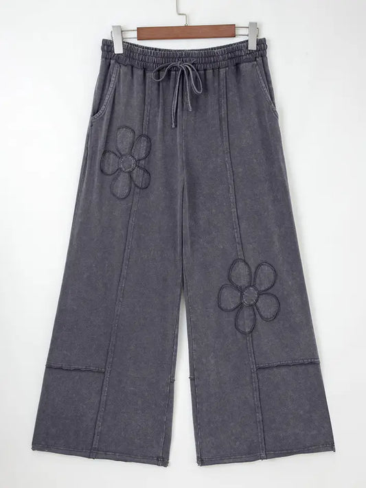 Flower Patchwork Wide Leg Pants