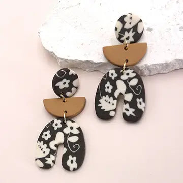 Flower Polymer Clay Drop Earrings