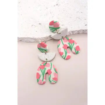 Flower Polymer Clay Drop Earrings