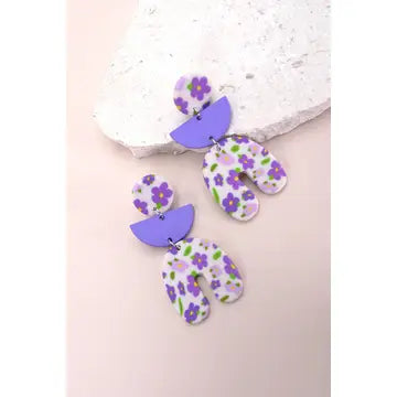 Flower Polymer Clay Drop Earrings