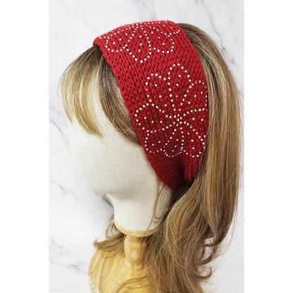 Flower Stoned Knitted Head Wrap