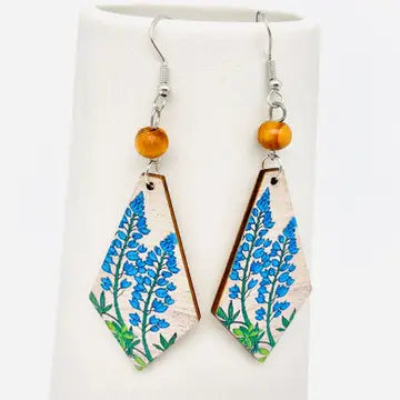 Flower Wood Dangle Earrings