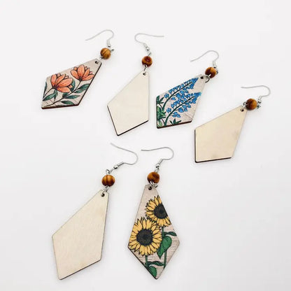 Flower Wood Dangle Earrings
