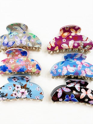 Flower & Butterfly Mini Hair Claw Clip