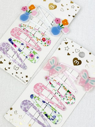 Flower & Butterfly Snap Clip Set