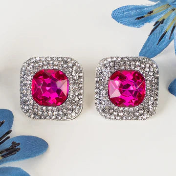 Fuchsia Rhinestone Earrings
