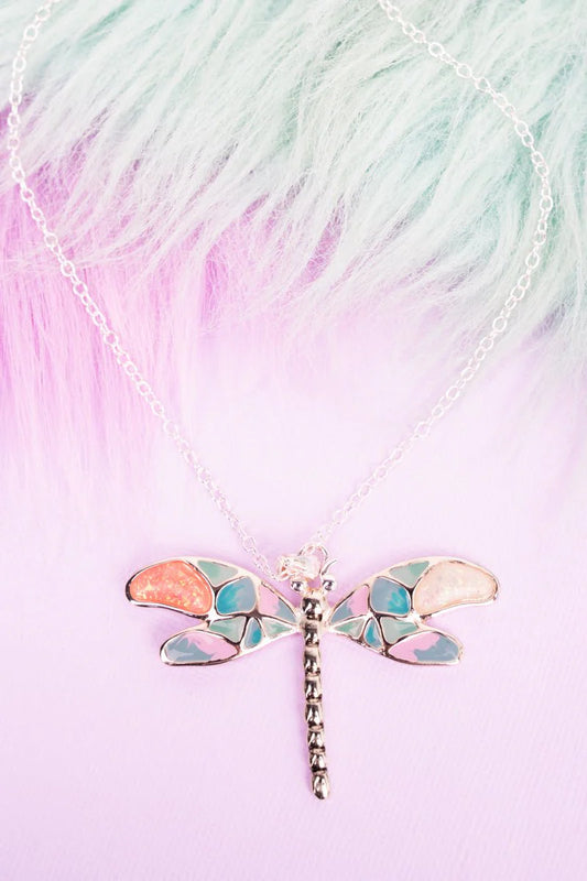 Garden Glam Opal Dragonfly Necklace