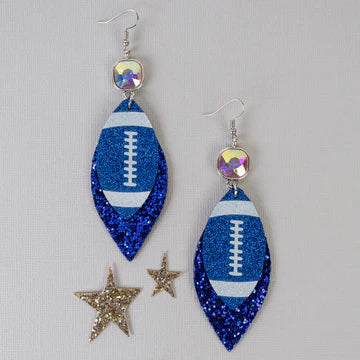 Glitter & Crystal Football Earrings
