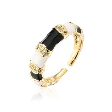 Gold Plated CZ Enamel Ring