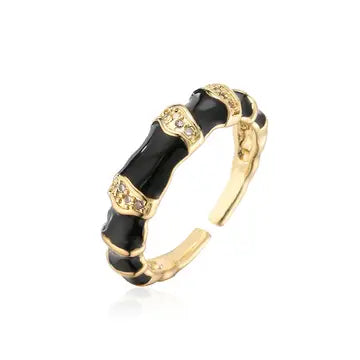 Gold Plated CZ Enamel Ring