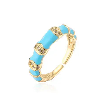 Gold Plated CZ Enamel Ring