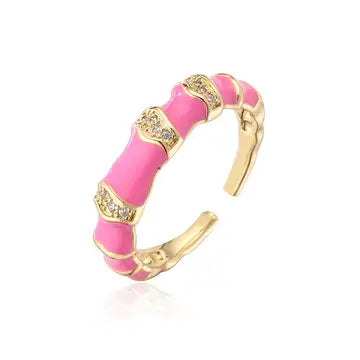 Gold Plated CZ Enamel Ring