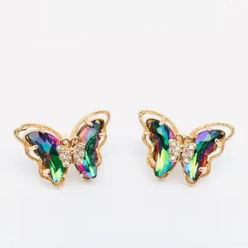 Gradient Butterfly CZ Stud Earrings