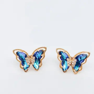 Gradient Butterfly CZ Stud Earrings