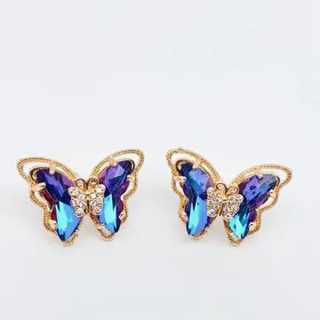 Gradient Butterfly CZ Stud Earrings