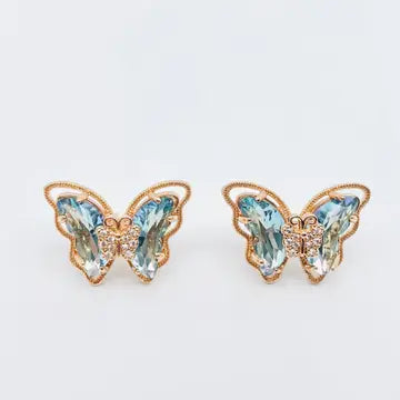 Gradient Butterfly CZ Stud Earrings