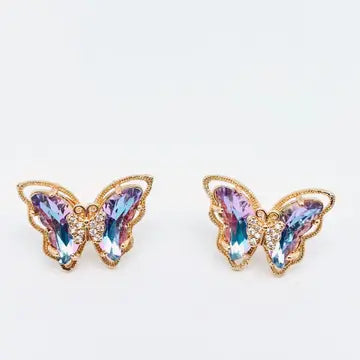 Gradient Butterfly CZ Stud Earrings