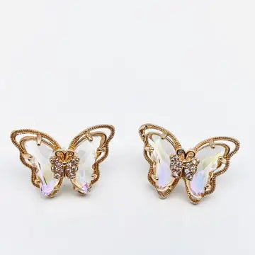 Gradient Butterfly CZ Stud Earrings