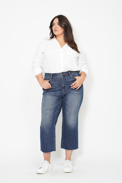 HW Back Pocket Crop Wide Pants