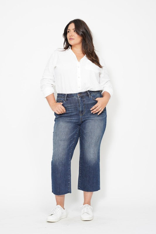 HW Back Pocket Crop Wide Pants