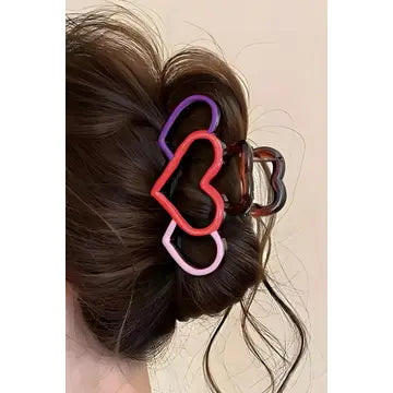 Heart Contrasted Hair Claw Clip