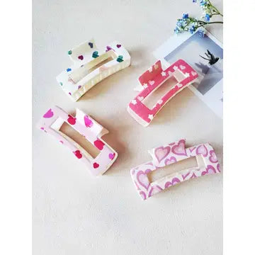 Heart Print Hair Claw Clip